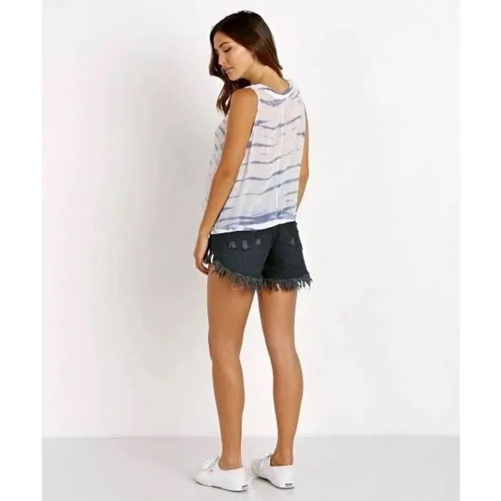 One Teaspoon Denim Shorts Bonita High Waist Long Rise Button Fly in Fox Black 25